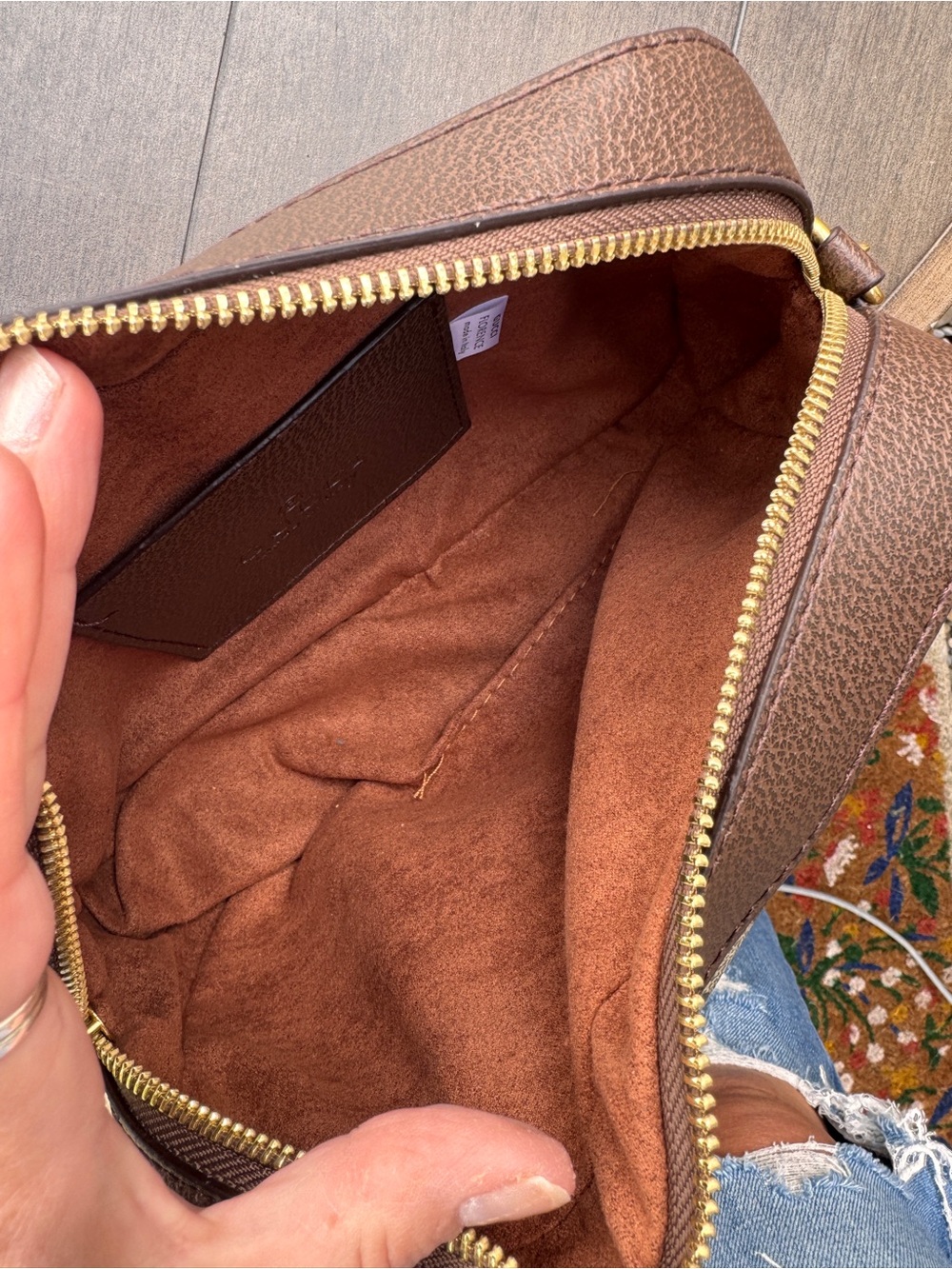 Gucci Beige GG Supreme Crossbody with Red & Green Web Strap and Yellow Accents - Picture 10 of 11
